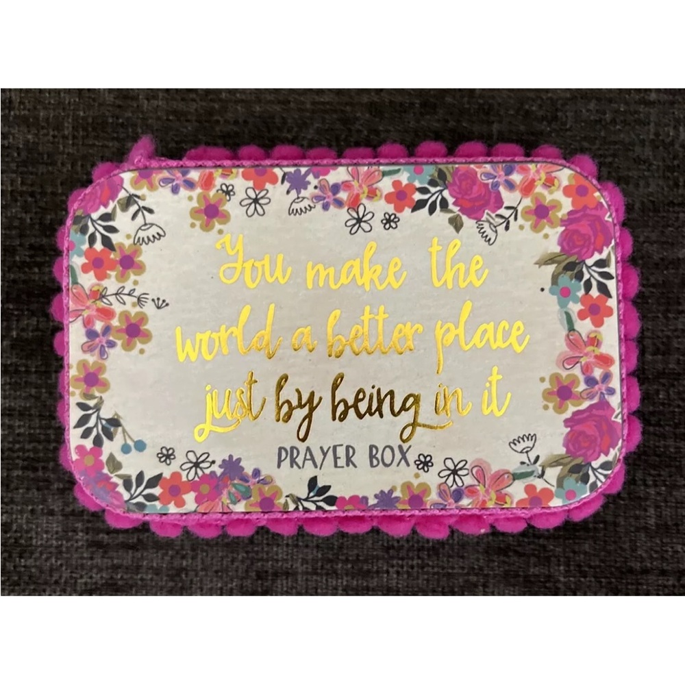 Floral & Gold Prayer Box Tin And Paper 4"×2.5”